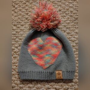 Beanie with Colorful Heart and Pom